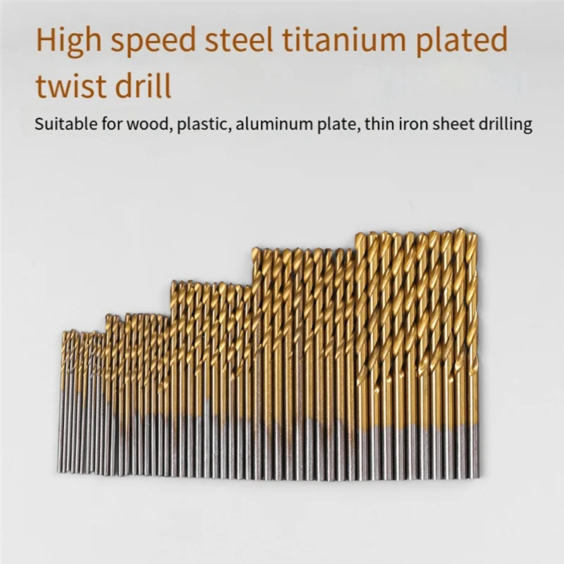 

AEE6-100Pcs High-Speed Steel Titanium-Plated Twist Drill 1-3Mm Drill Woodworking Hole Tool Set Drill Tool Set
