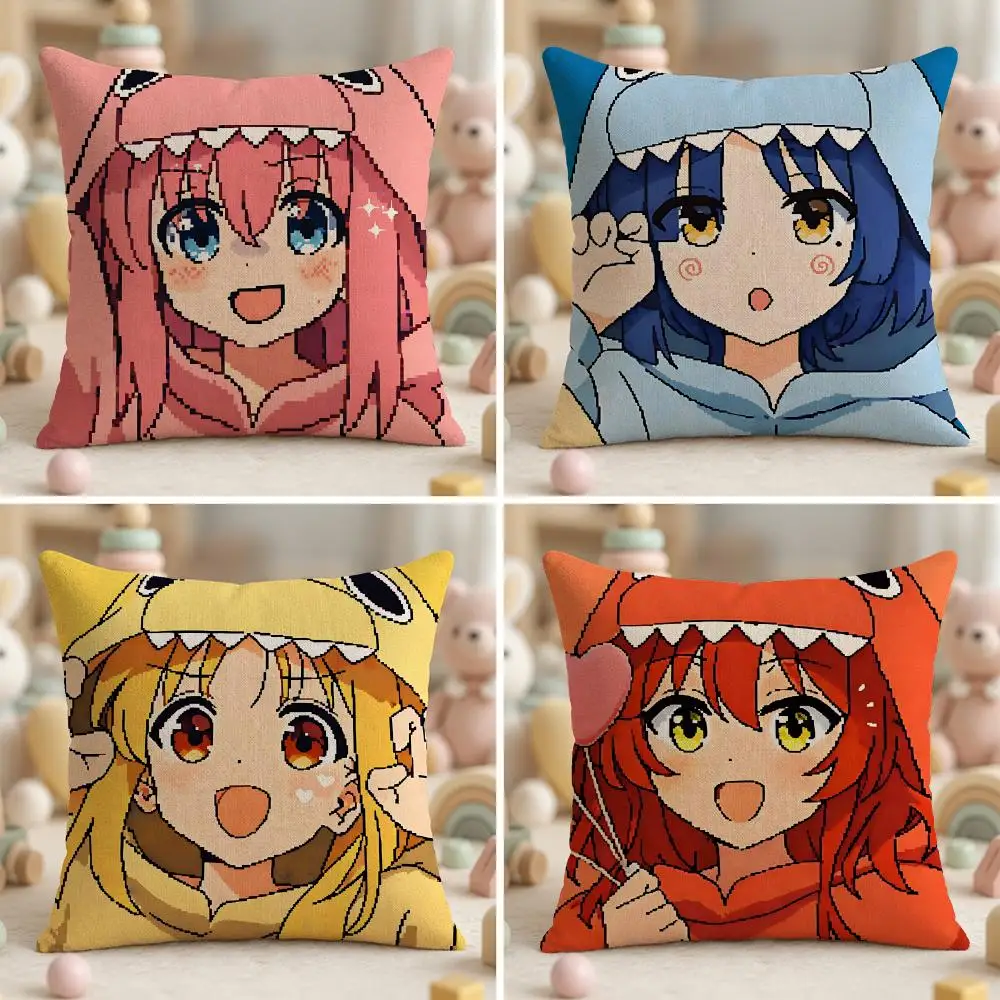 Anime b-Bocchi The Rock Cute Chic Cushion Cover Soft Plush Fabric Double-Sided Printed Pillowcase for All Seasons Home Decor