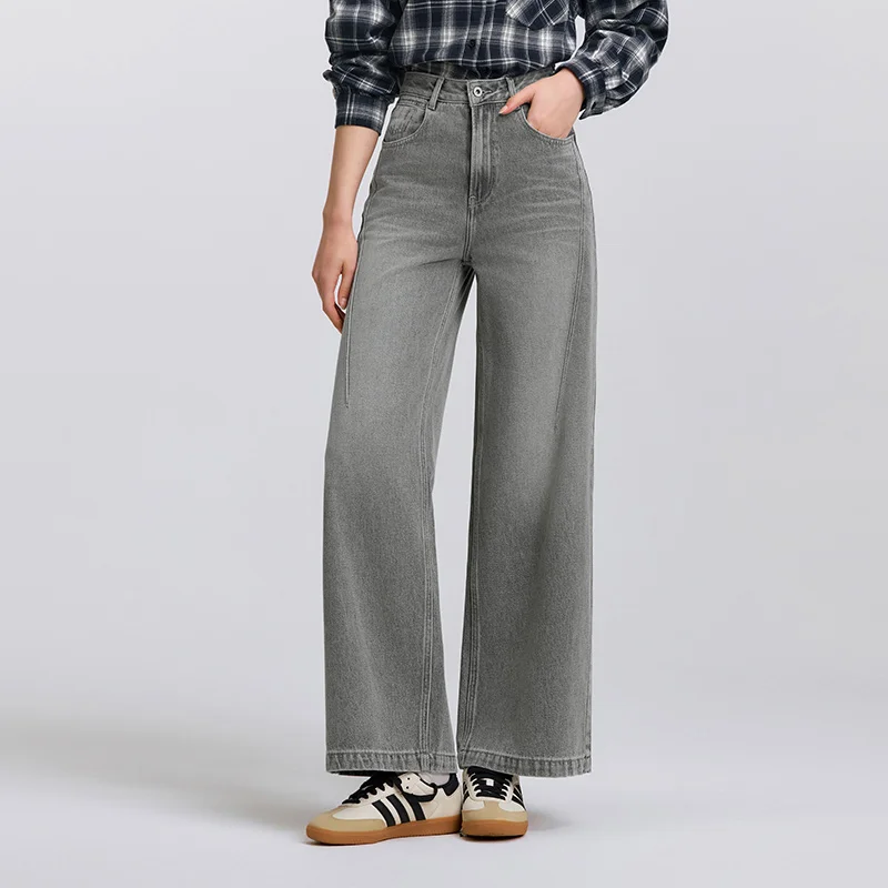 Semir Jeans Women High-waisted Wide-leg Trousers 2025 New Spring Long Trousers Street Style Trendy Versatile Trousers