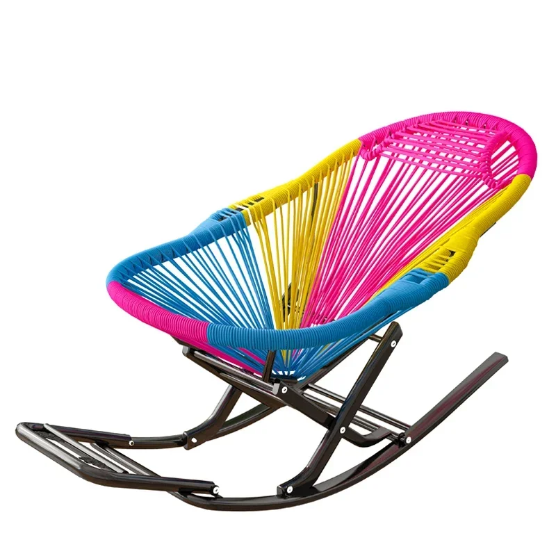 Rocking Chair Home Leisure Rocking Chair Adult Snap Lazy Colorful Leisure Balcony Rattan Creative Net Red Chair