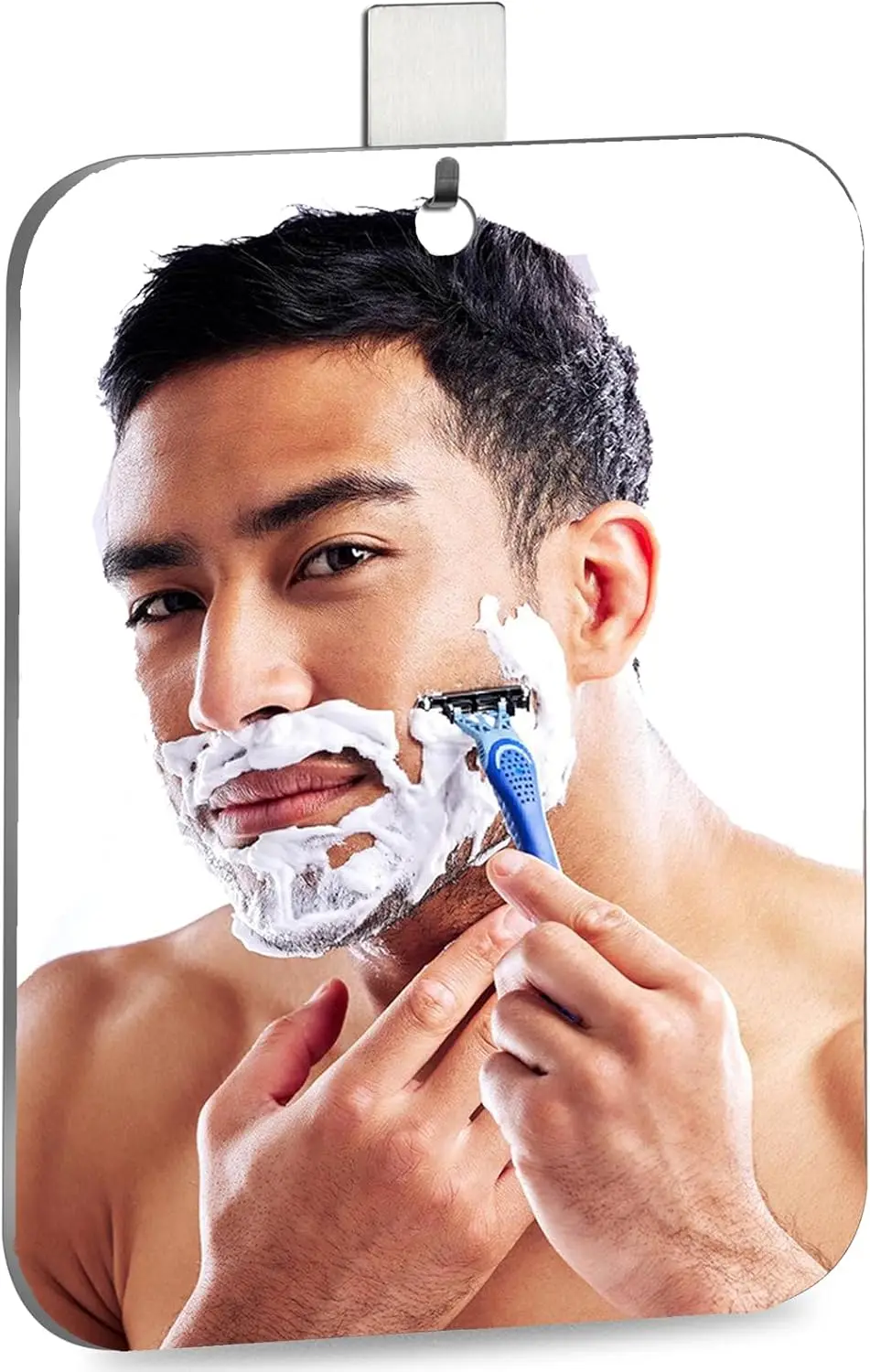 

Небьющееся зеркало для душа без запотевания для бритья, 8x6 дюймов с крючком, небьющееся настенное зеркало для ванной