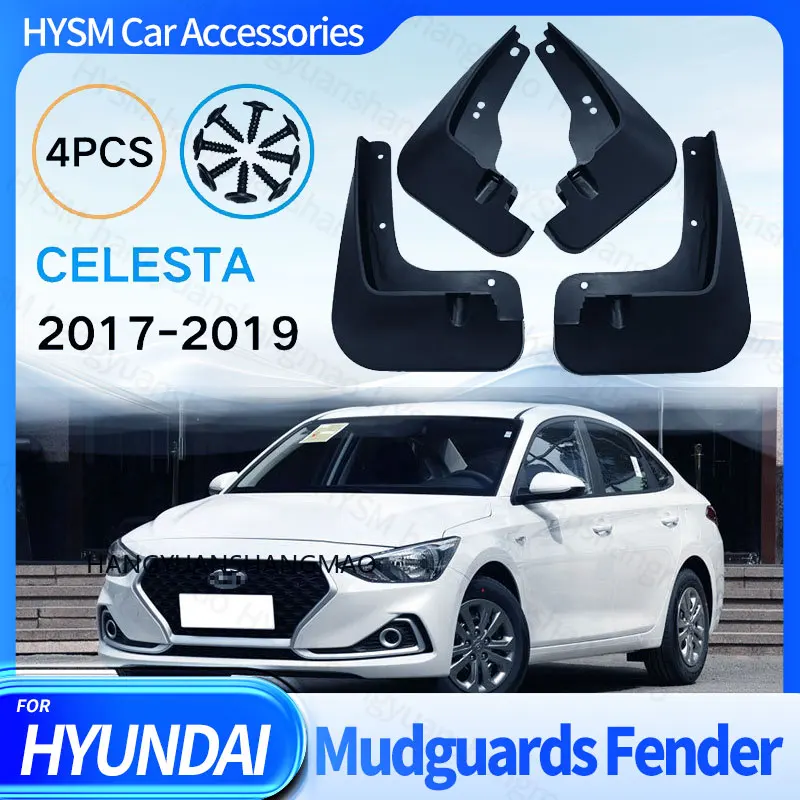 Car Mud Flaps Mudguard Splash Guards Auto Exterior Parts for Hyundai Celesta 2017-2019 Black ABS Material 4PCS Set