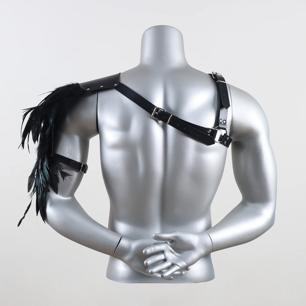 Sexy Men Body Harness Leather Gay Chest Harness Feather Shoulder Armor Restraint Arm Underwear Punk Belt Clothing Accessories