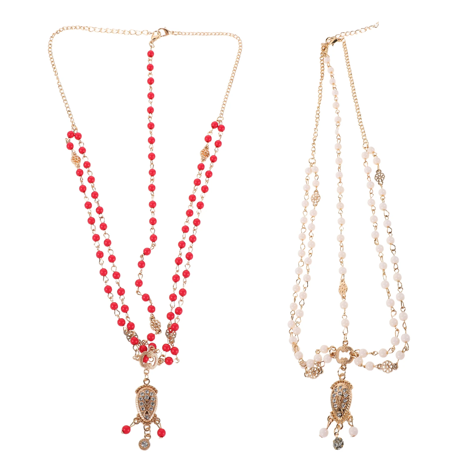 

2pcs Vintage Boho Gothic Wedding Head Chain Jewelry Pearl Rhinestone Tassel Bridal Hair Accessories Lightweight Comfortable