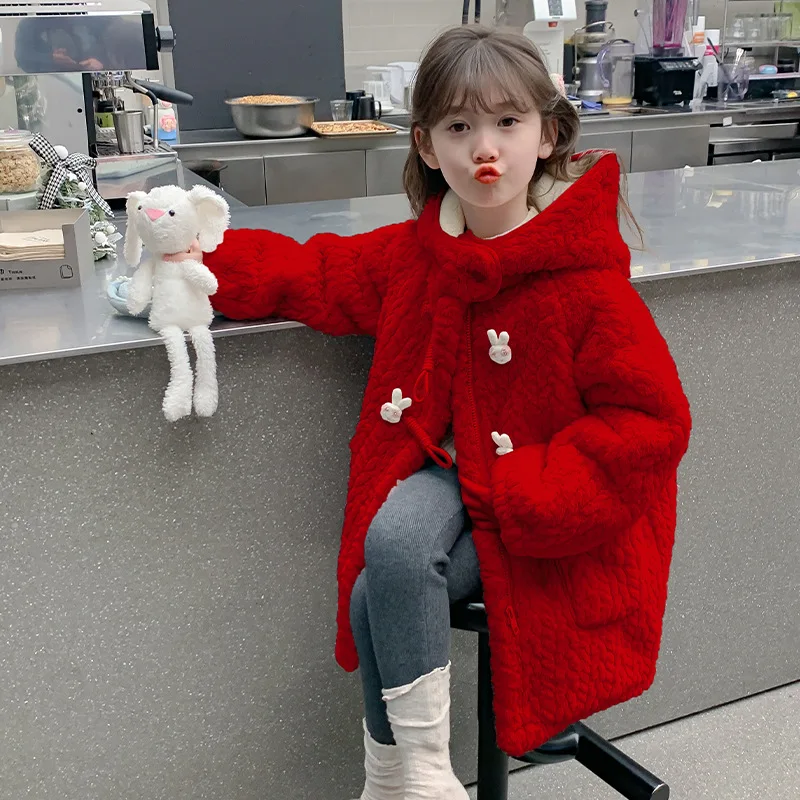 

Girls' Velvet Coat Winter Clothes New Children's Autumn and Winter Clothes Wool Sweater Little Girls' Thick Lamb Velvet Top