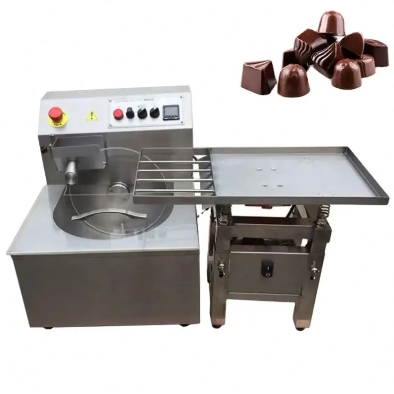 Pouring Molding With Vibrating Table Automatic Chocolate Melting Tempering Mixing Machine 5 8 Kg