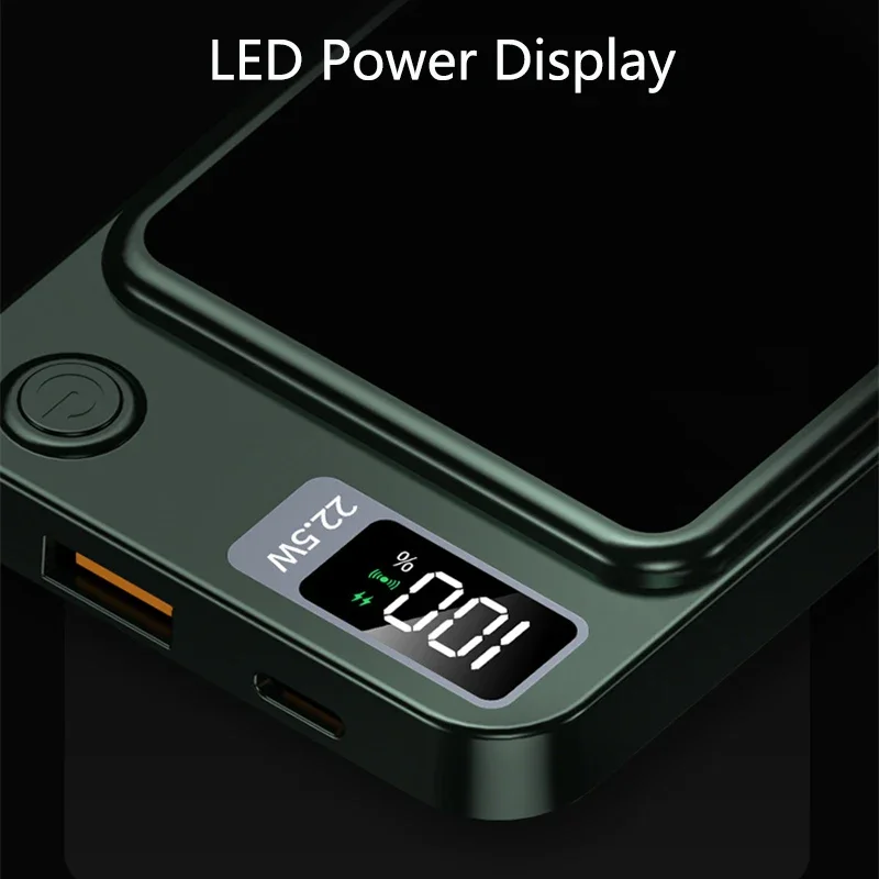 ミニ磁気LEDパワーバンク,iPhone 15, 14, 13,pro max,30000mAh,最新バージョン,2024用の高速ワイヤレス充電