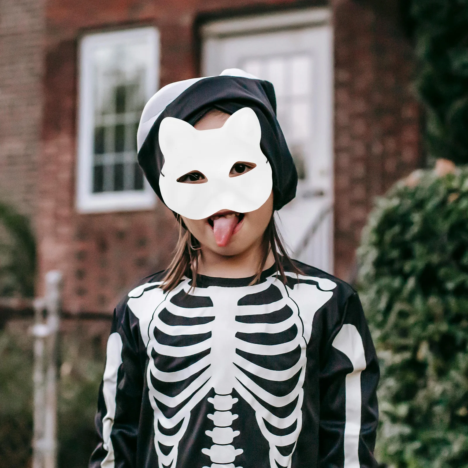 مجموعة واحدة من قناع القط DIY قناع بلاستيكي أبيض فارغ غير مطلي للحفلات التنكرية لوازم الهالوين أقنعة بلاستيكية فارغة #3