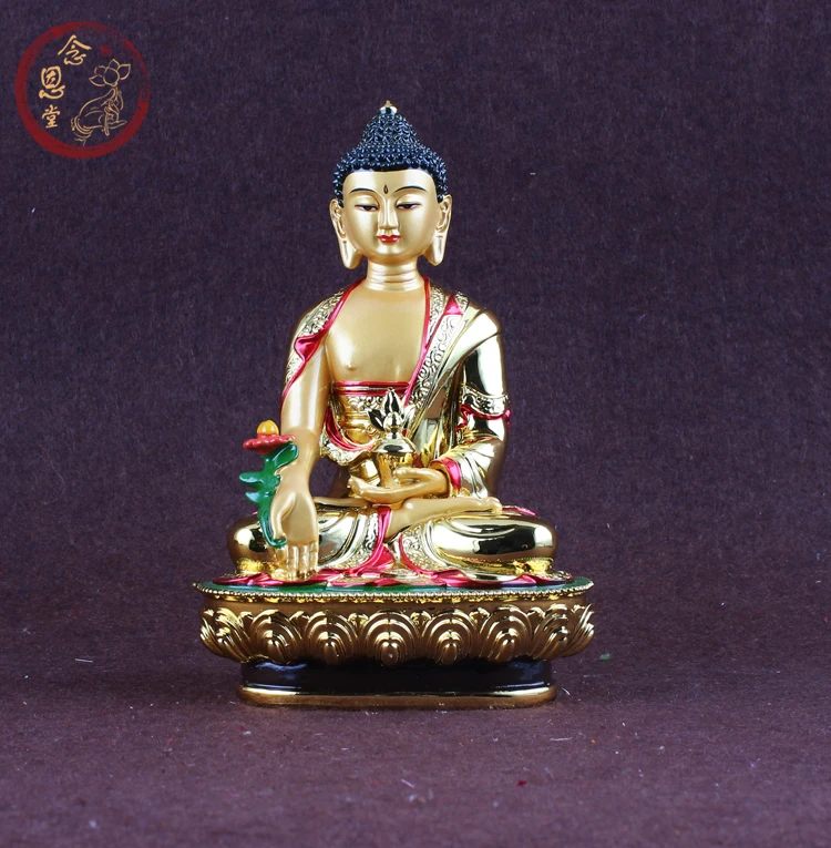 

Sanbao Buddha Pharmacist Buddha Gold-plated Resin Pharmacist Glass Light Buddha Buddha Five Dhyani Buddhas Auspicious Affinity.