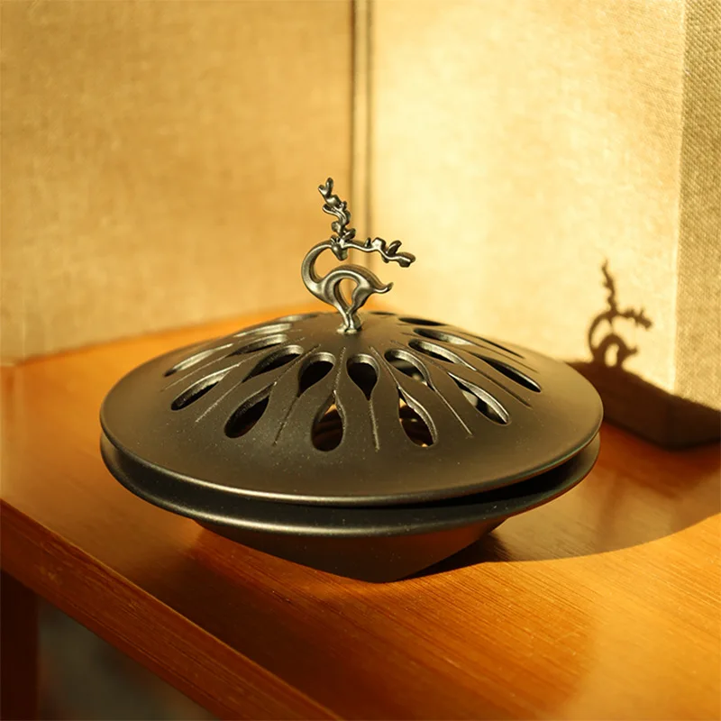 Auspicious Deer Plate Incense Burner Sandalwood Double Dragon Thread Incense Burner Home Decoration Decoration Incense Burner