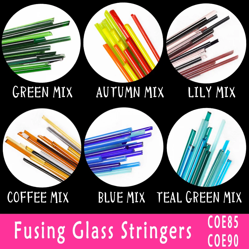 500g 3~5mm Fusing Glass Sticks Glass Stringer COE85 COE90 Lampworks Glass Rods Creative Hot Melt Series Handmade Melting Glass