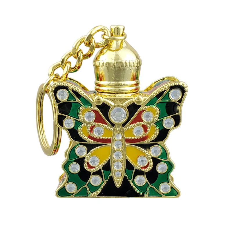 

3ml Perfume Bottle Retro Vintage Metal Arab Style Essential Oils Screw Bottle Mini Portable Key Chain Auto Perfume Bottle Ring