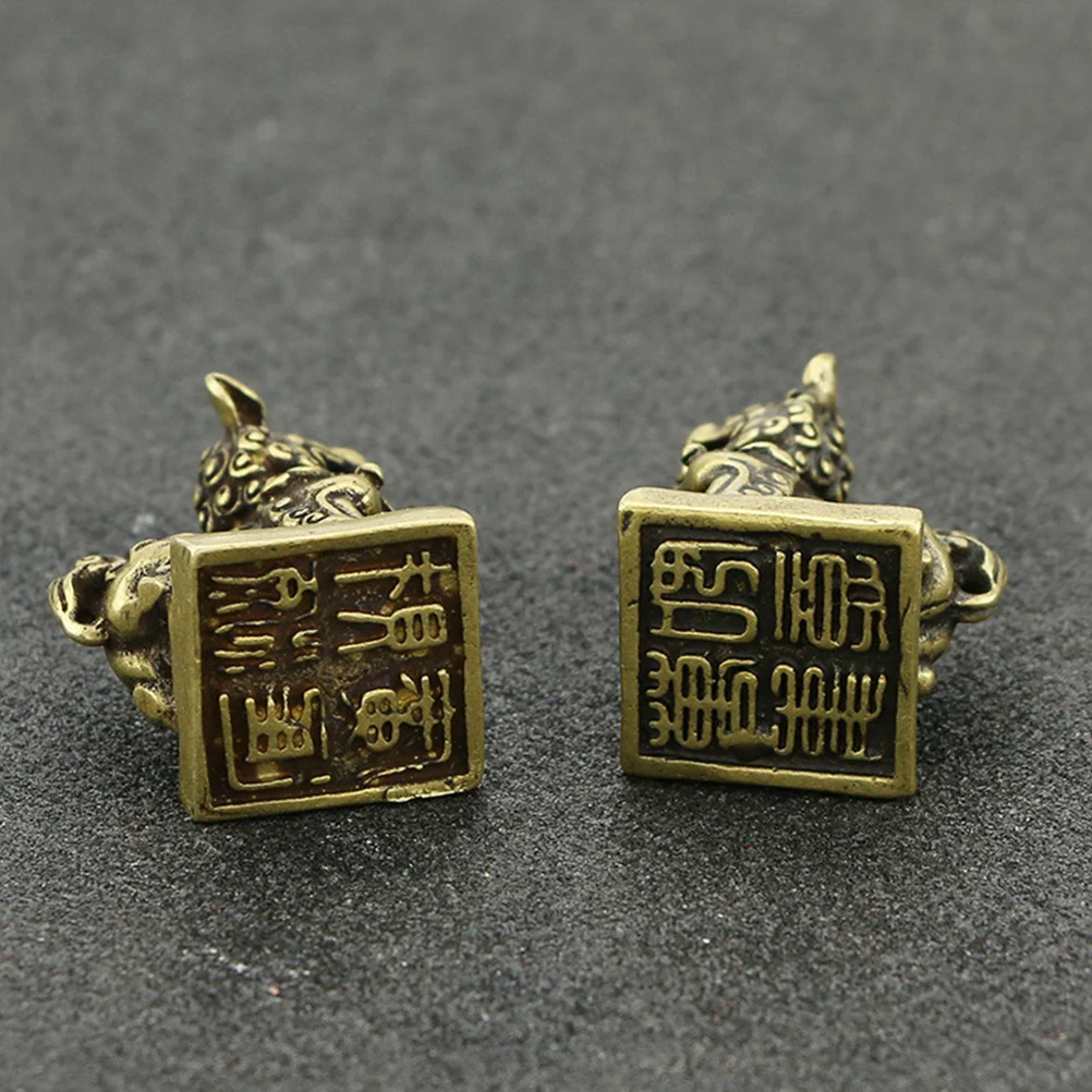 

1Pair Copper Kylin Seal Unique Design Exquisite Craftsmanship Feng Shui Wealth Home Decor Perfect Gift