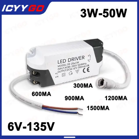LED 3-4W 4-7W 8-12W 18-25W 25W-36W 40W 50W 300MA 600MA 900MA 1200MA 1500MA LED Constant Current Driver Transformer Power Supply