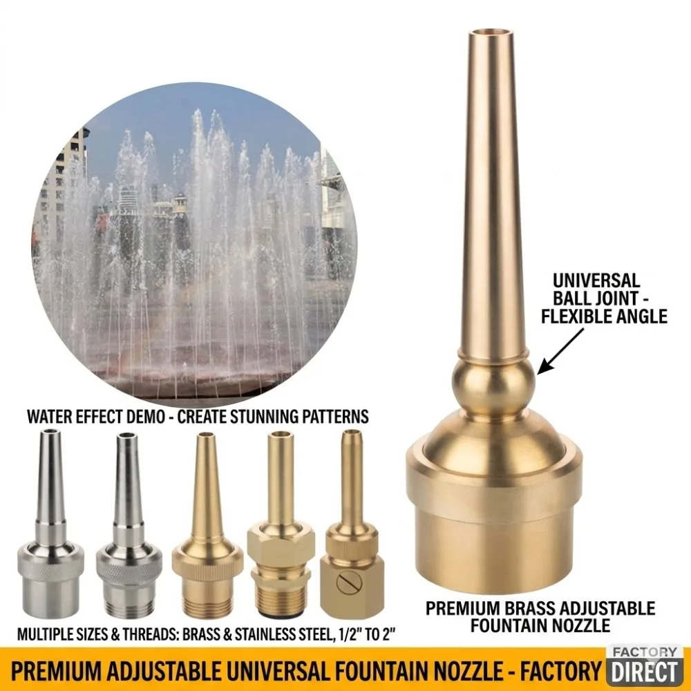 

Adjustable Brass Stainless Steel Fountain Nozzle Universal Ball Joint 1/2 3/4 1 2 Inch Straight Jet Garden Landscape Sprayer