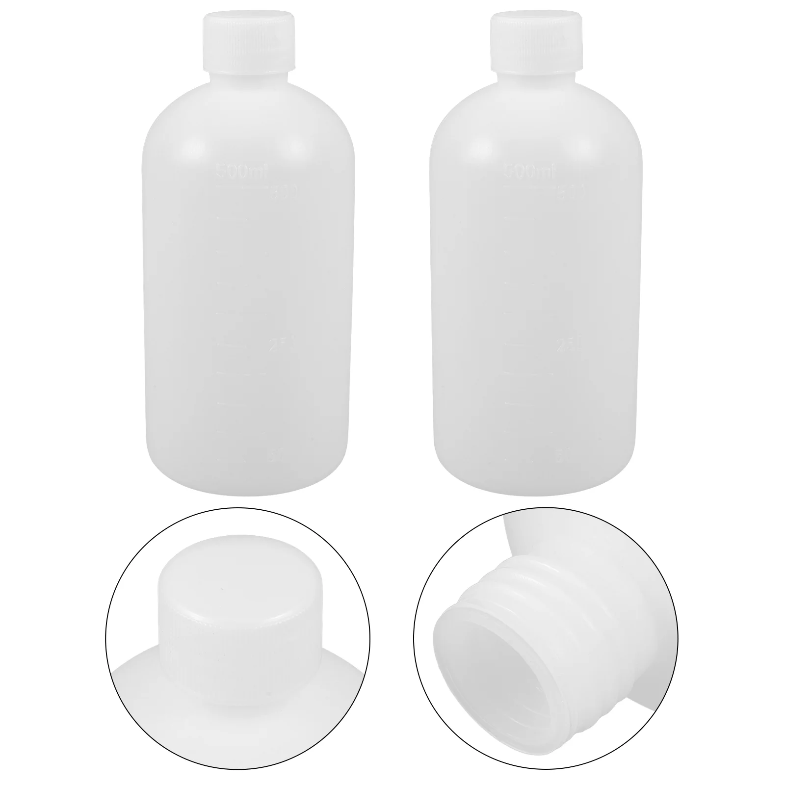 

2 Pcs Pill Bottle Reagent 500ml Medicine Plastic Transparent Sample Sealing Vial Liquid Storage