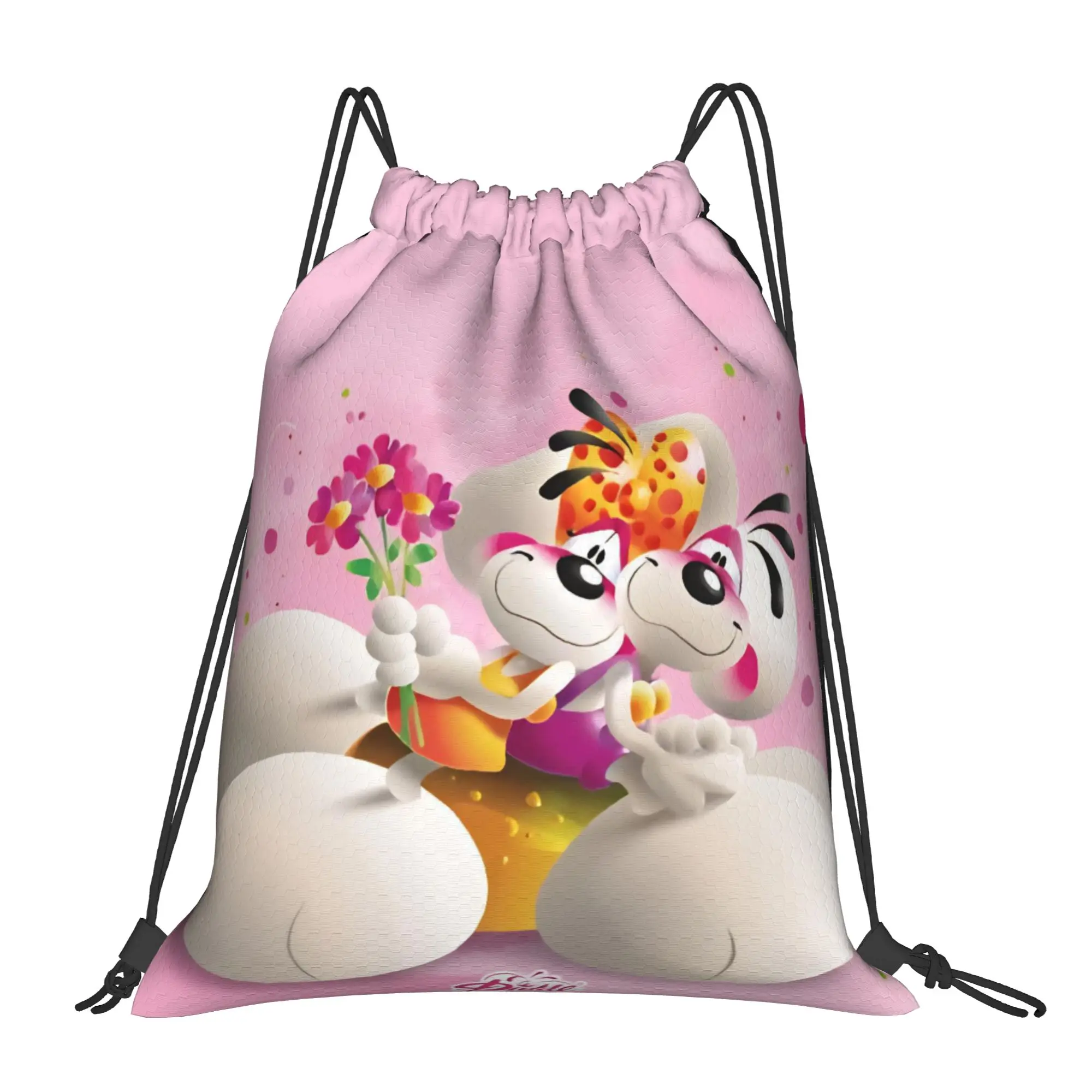 

Cartoon D-Diddl Rat Cute Drawstring Backpack Gym Sports Sackpack Water Resistant String Bag for Cycling