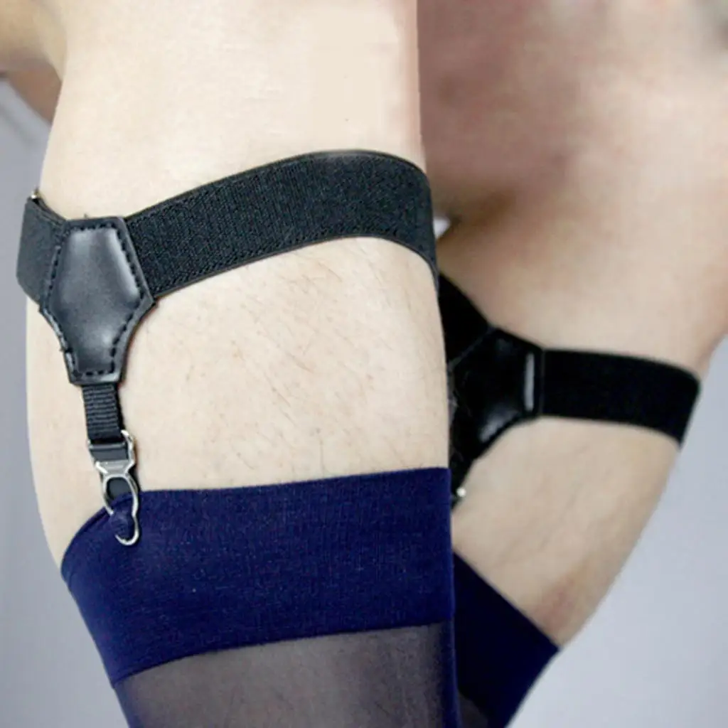 

1 paar Men's Uniform Sock Suspender Garters Adjustable Garters Black