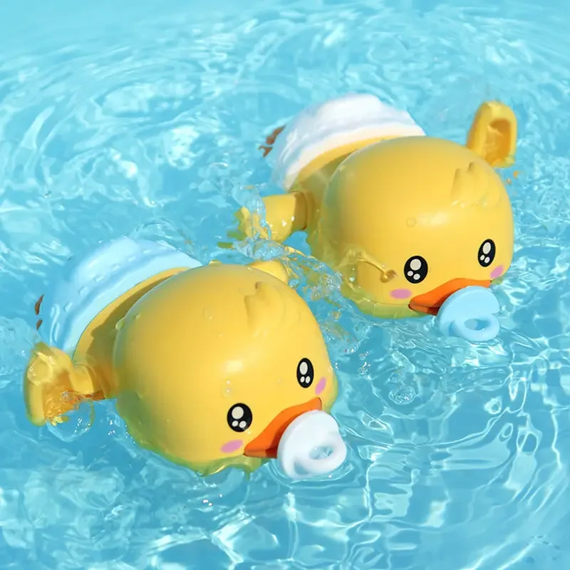 

Baby Bath Toys Water Chain Clockwork Bathing Cute Swimming Yellow Duck Toy Toddler Pool Beach Classic Toy For Kids Water Playing