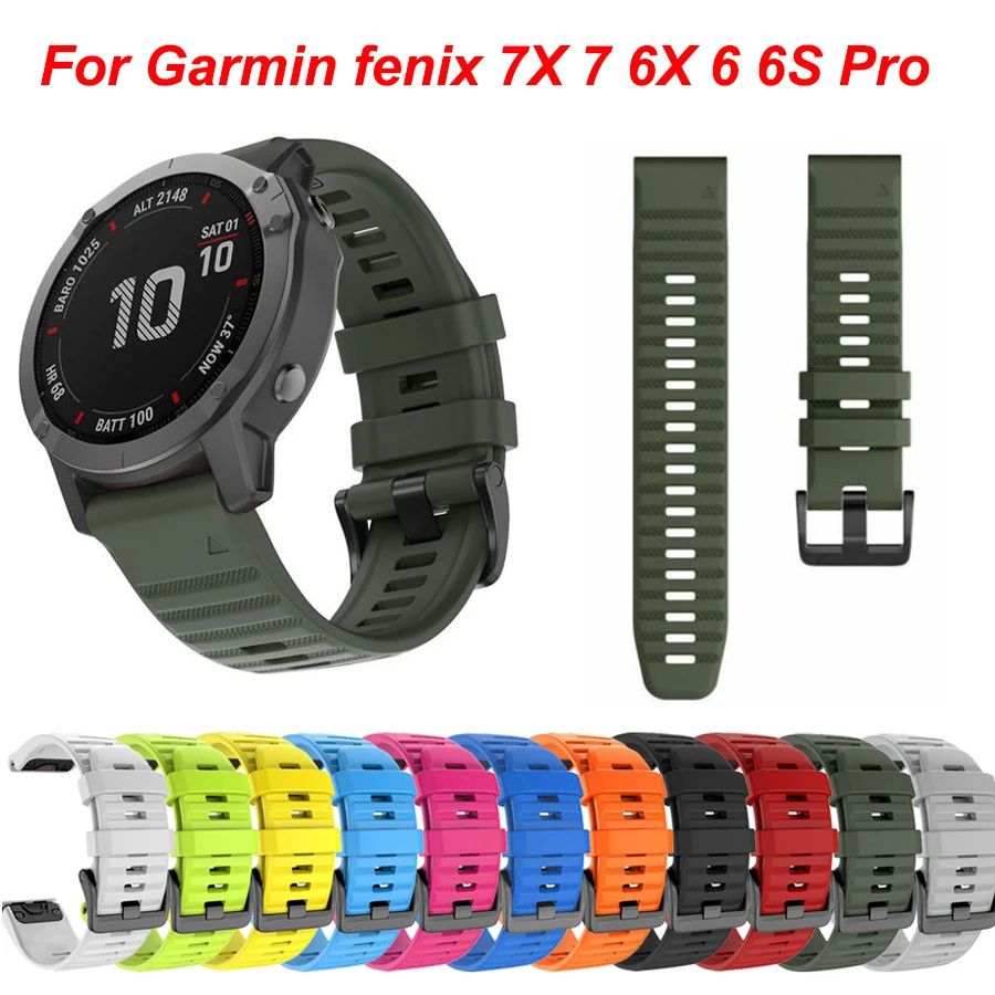 실리콘 시계 밴드 스트랩, Garmin Fenix 7X 7 6X 6 6S Pro Easyfit 손목 스트랩, Fenix 5 5X 5S Plus 스마트 워치 팔찌, 26mm, 20mm, 22mm