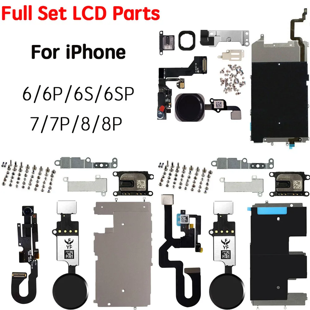 Full Inner LCD Parts For iPhone 6 6P 6S 7 7P 8 Plus Metal Plate Front Camera Ear Speaker Home Button Flex Cable And All Screws