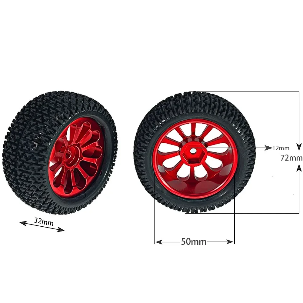 Llantas de Metal de 73mm, neumáticos, ruedas de Rally para MJX 1/10 1/12 1/14 1/16 1/ 1816207   16208 14210