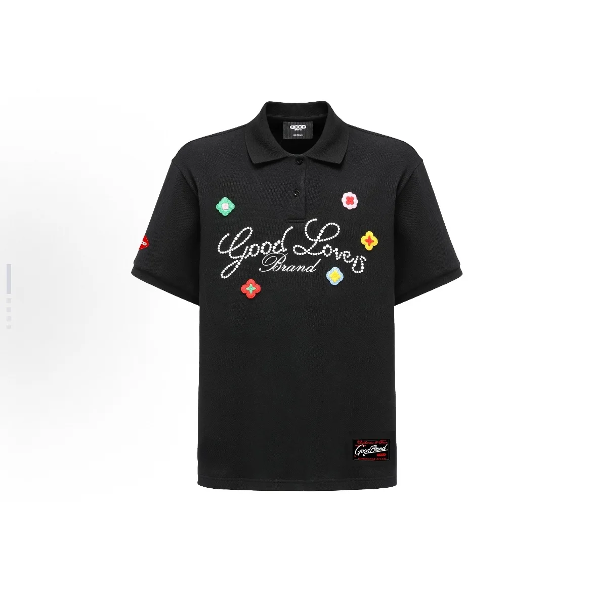 

Goodbrand 2026. Хорошая рубашка-поло с 3D вышитым лозунгом. Модная рубашка-поло в стиле роскоши с изысканной привлекательной рубашкой-поло с короткими рукавами.