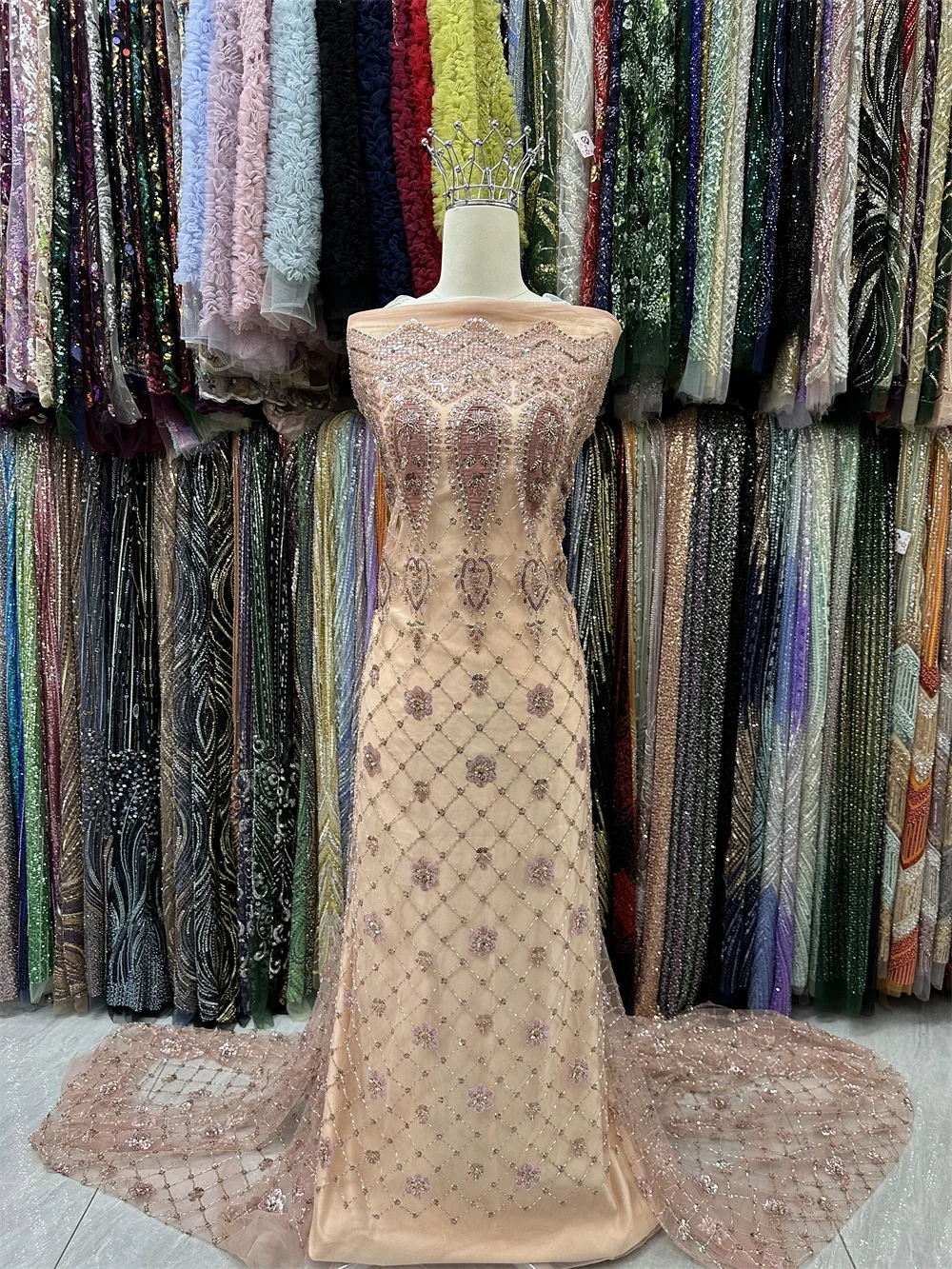 Sequins High Quality African Nigerian Material Lace Tulle For Wedding With Sequins Groom Embroidery French Lace Fabrics Dresses