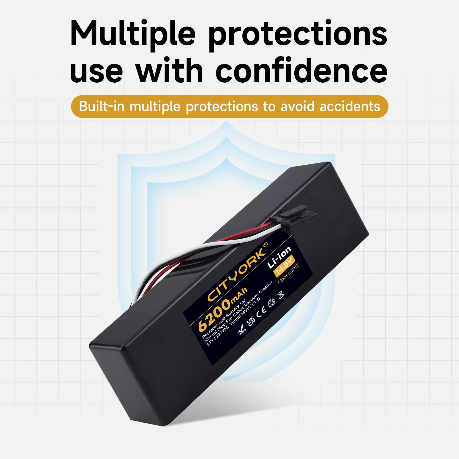 CITYORK 14,8 В 6200 мАч робот-пылесос литий-ионный аккумулятор для STYTJ02YM Xiaomi Mop Pro Yunmi MVVO1-JG Haier JX37