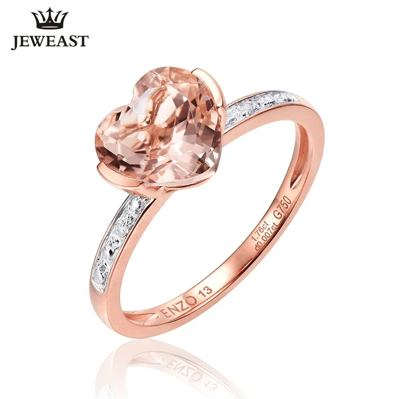 Natural Morgan Stone 18K Pure Gold 2025 New Hot Selling Top Ring Women Heart Shape Ring  For Ladies  Woman Genuine Jewelry