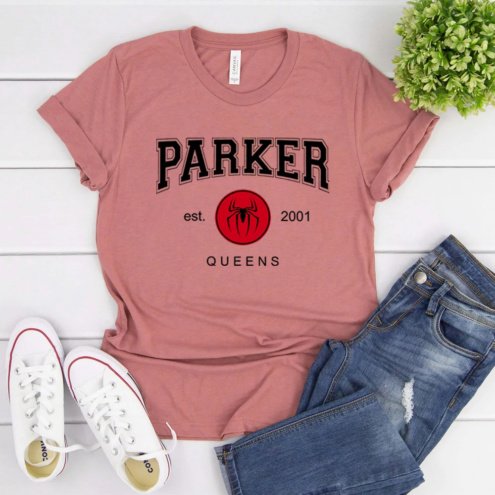 Women Peter Parker T-shirt Parker Est 2001 Tom Holland Shirt Superhero Movie Inspired Tees Unisex Vintage Graphic Tee Casual Top