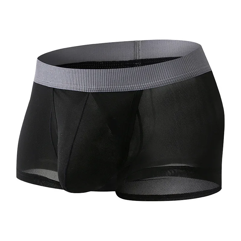 Men Trunks Bulge Pouch Boxer Underpants Ultrathin Ice Silk Boxers Breathable Panties Summer Cool Boxer Knickers Calzoncillo