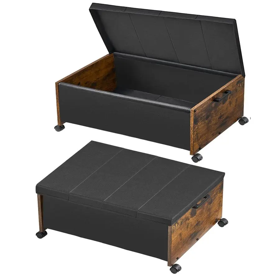 

Bed Storage with Wheels,Under Bed Drawers Heavy Duty, 2 Packs, Wooden Under Bed Storage Containers Organizer, Metal Frame, Paten