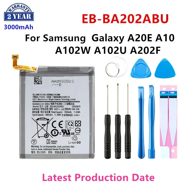 

Brand New EB-BA202ABU 3000mAh Battery For Samsung Galaxy A20e A10e A102W A102U A202F SM-A202F/DS SM-A202F Batteries+Tools