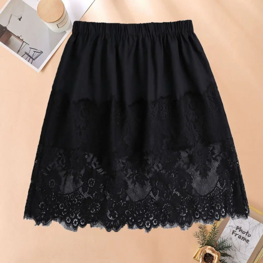 

Embroidery Flower Women's Lace Underskirt Slips Anti-glare Oversized Short Safety Skirt Petticoat Loose Lining Petticoat