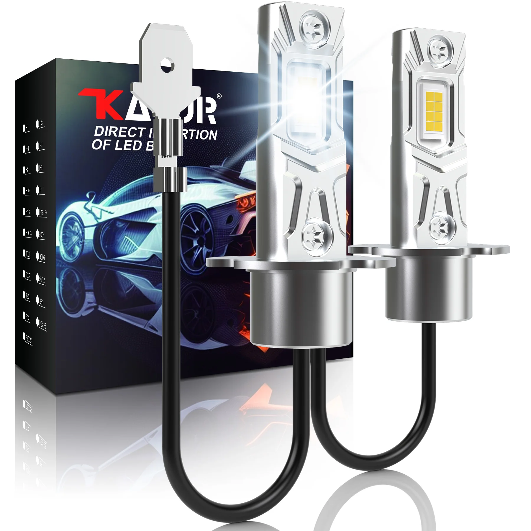 Katur 2x H3 LED Bulb Fog Light Canbus No Error 12V 6000K White Headlight Car Fog Lamp High Bright DRL Daytime Running Lights