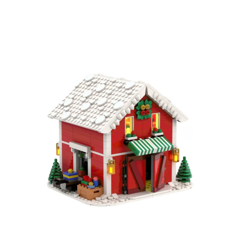 Moc bloco de construção brinquedos trem criativo de natal, bebidas quentes, suporte de comida, modelos de estúdio e pequenos blocos de construção conjuntos de presente de brinquedo