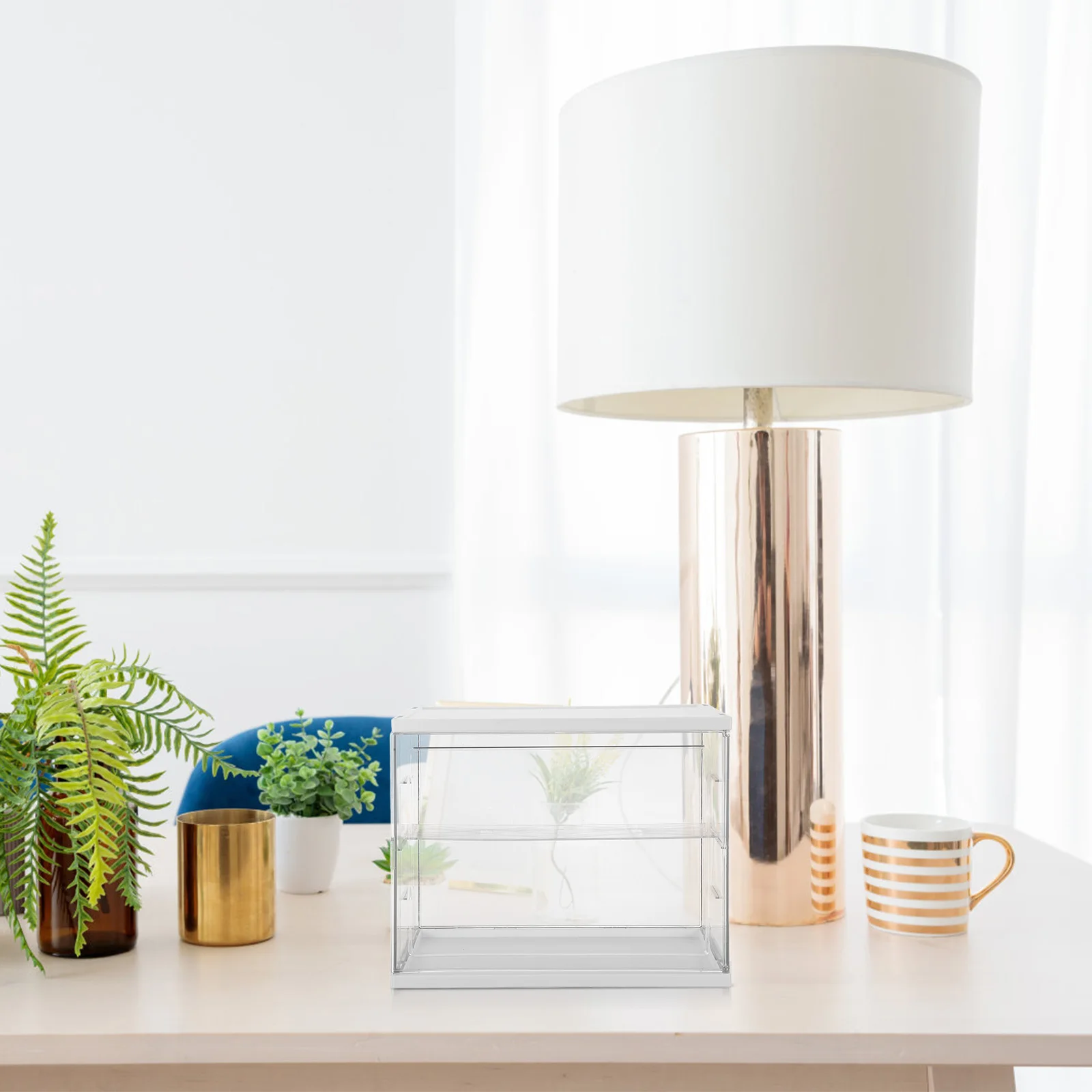 

Acrylic 2-Tier Transparent Display Case Stackable Shelf Box for Action Figures Dustproof Protective Showcase for Mini