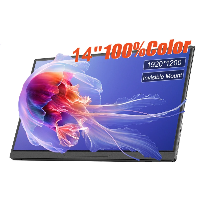 LANLIPU 14inch Portable Monitor 100%sRGB IPS Panel with USB-C HDMI External Second Display for Laptop PC Phone Switch PS4/5 Xbox