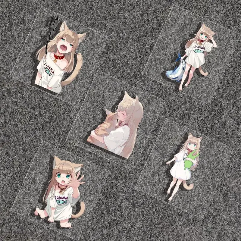 Nekomusume Kinako Cat Girl Vinyl Sticker Waterproof Self Adhesive Anime Decal For Itasha Car Window Scooter Motorcycle Decor