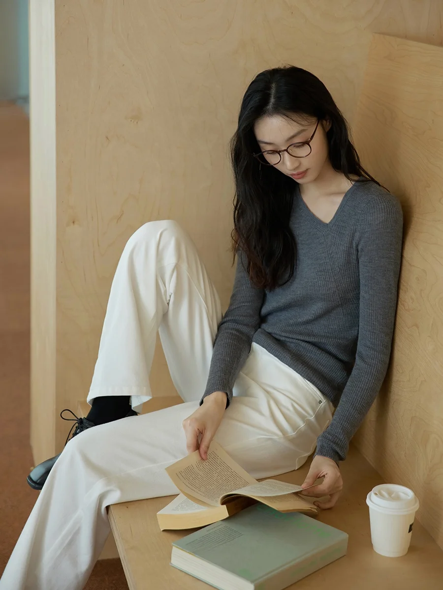 

Ginnkee Ele Commuter Long Sve Knitted Woolen Women's Top Overhead Design Autumn Faion Slim Fit Simple Sle Thin