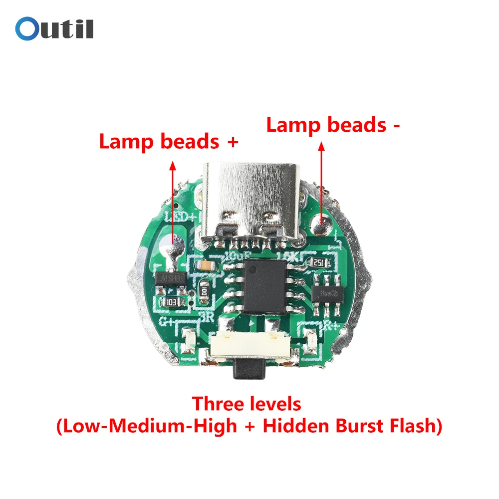 10W Flashlight Control Board Brightness Adjustable Battery Management Module Charging Protection Board with Switch
