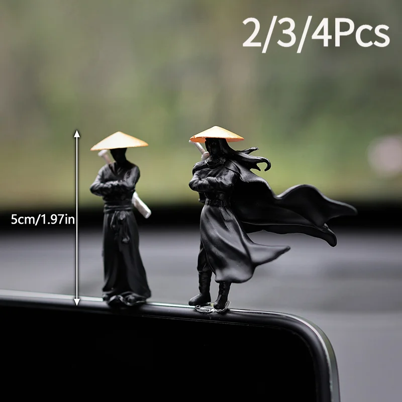 1/2/3/4/6Pcs Resin Mini Figures Model Ancient Japanese Chinese  Samurai Warrior Modeling Cool Miniature Car Decoration Gifts‘