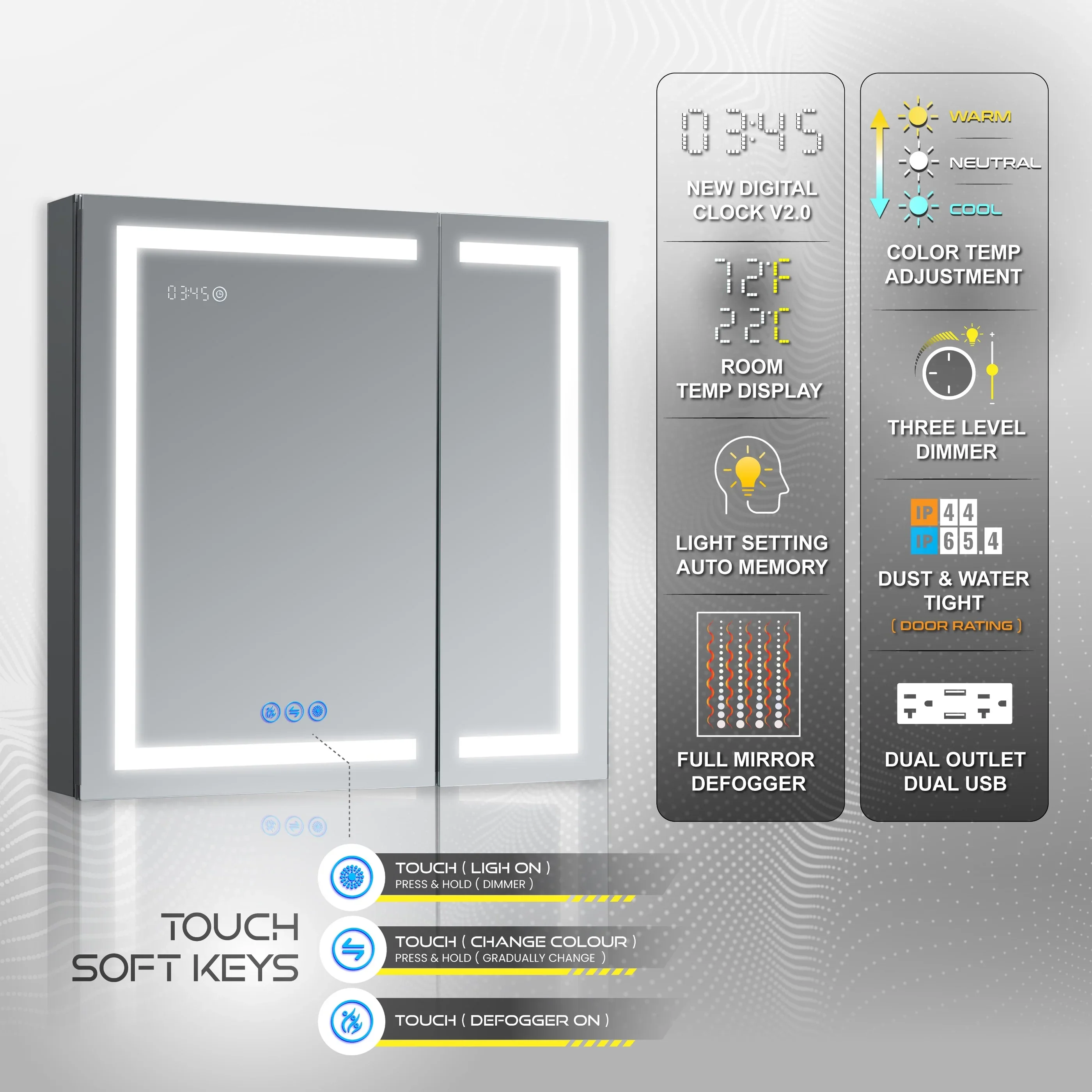 Luxury Bathroom Vanity Cabinet With  LED Mirror - Wall Mounted Bathroom Vanity Cabinet With Sink