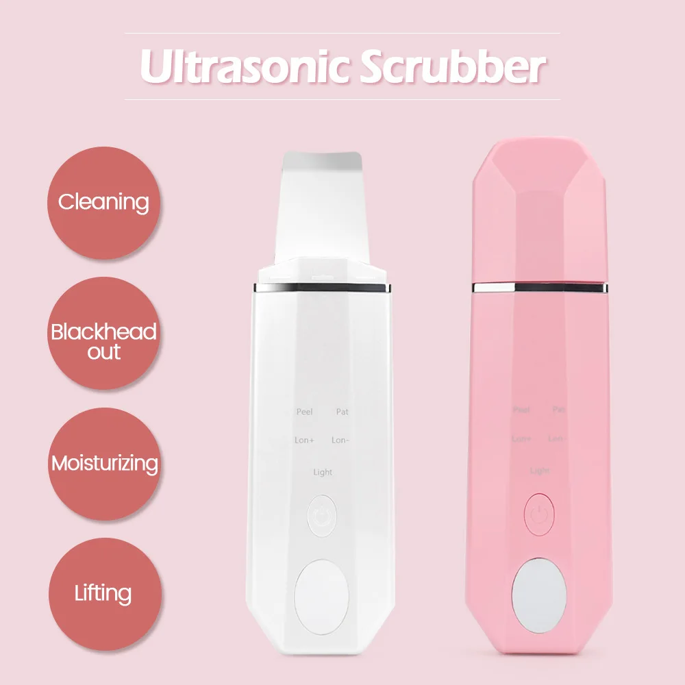 New Ultrasonic Facial Skin Scrubber Cleaner Ion Acne Blackhead Remover Peeling Shovel Cleaner Facial Massager Skin Care