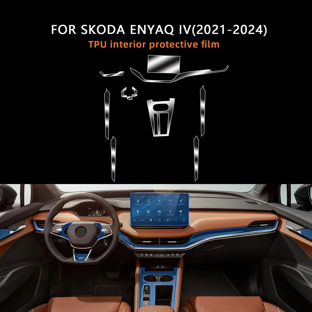 

For Skoda ENYAQ iV 2021-2024 Car Interior Door Center Console Media Dashboard Navigation TPU Anti-scratch Protector Film