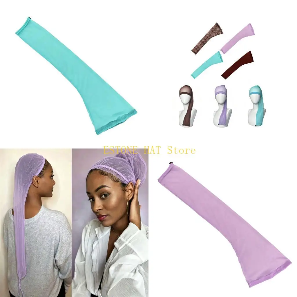 49MF Mesh Hair Wrap Cap for Braids Twists and Hair, Lightweight Long Tube Hair Cover for Travel and Home Styling