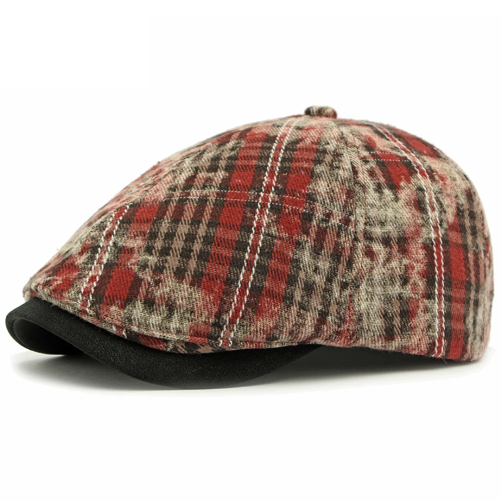 

HT4805 Berets New Spring Autumn Hats for Men Women Plaid Artist Painter Beret Hat Male Female Ivy Octagonal Flat Cap Beret Caps