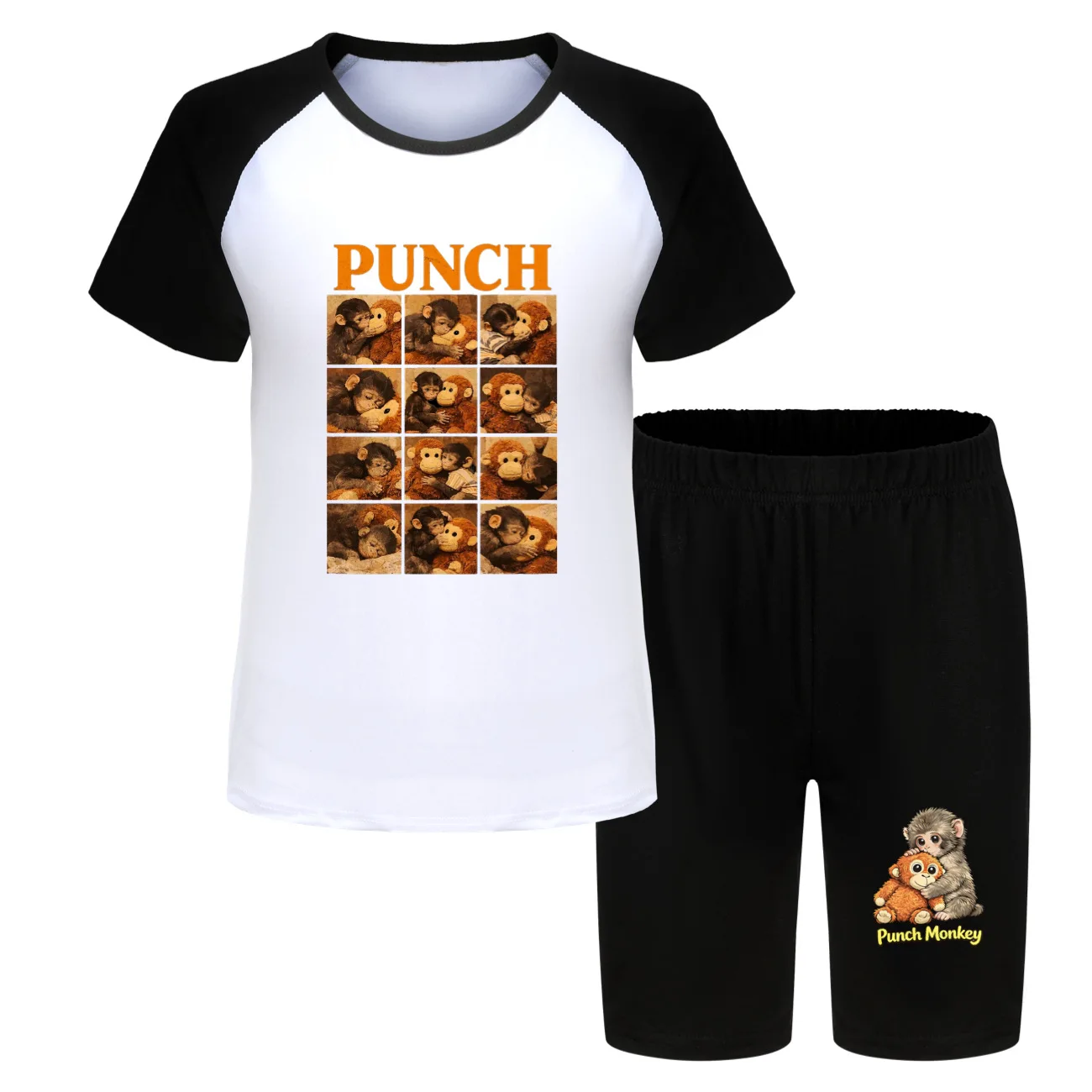 Monkey Punch Summer Boys Top And Bottom Set Stylish Suit for Girls Holiday Children's Clothing Boutique Kids Fashionable Outfit