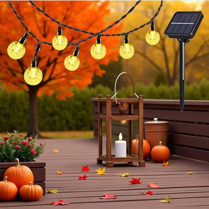 

Solar String Lights Outdoor Waterproof 100 LED Crystal Globe Solar Outdoor Lights With 8 Lighting Modes Halloween Decoration